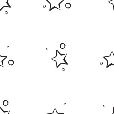 Soyut yıldız deseni. Sorunsuz bir arka plan. Siyah ve beyaz doku.