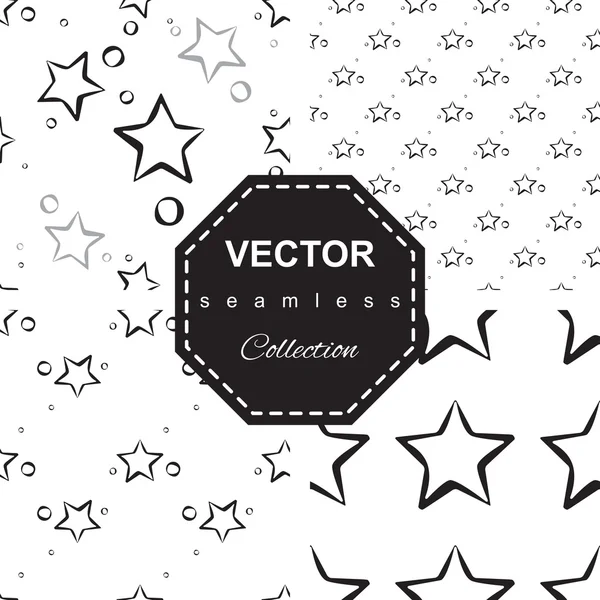 Abstract star pattern. A seamless background. Black and white texture. — Stock Vector