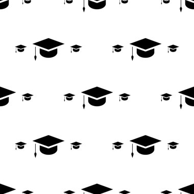 Öğrenci cap, mezuniyet şapka simgesi Dikişsiz desen arka plan
