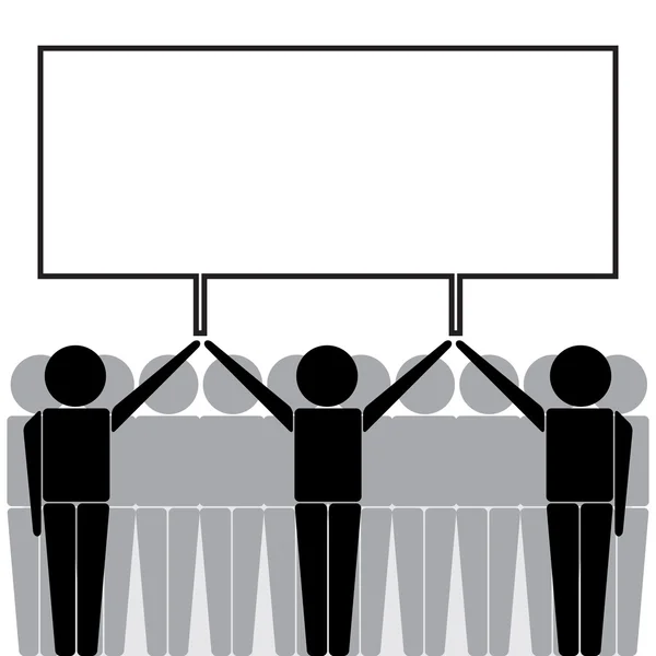 Ember kezében tartja üres üres jelzőtábla Banner plakát üzleti Marketing ikon jel szimbólum piktogram — Stock Vector