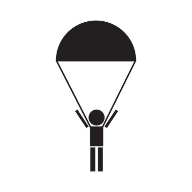 Skydiver paraşütle atlama simgesi siluetleri