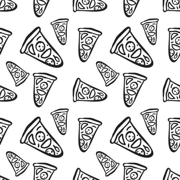 Vzorek s ručně kreslenou pizza plátky — Stockový vektor