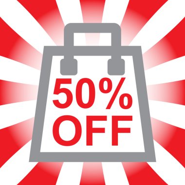 %50 indirimli çanta tasarımı üzerinde metin