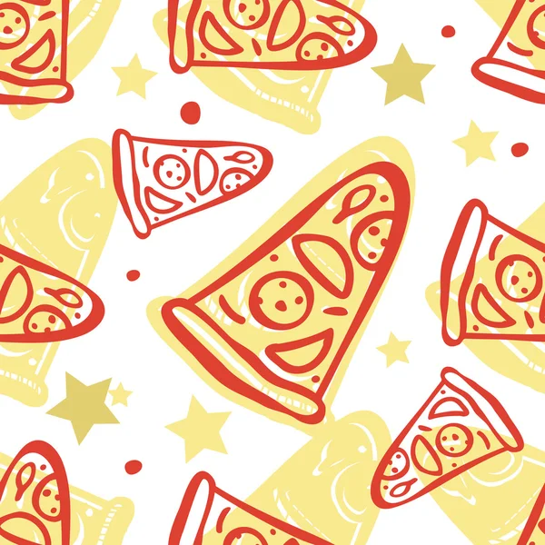 Seamless pattern with pizza — Stock Vector
