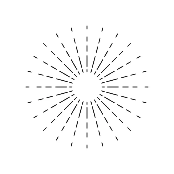Dibujo lineal de rayos solares. Estallido de estrellas en estilo vintage y dibujado a mano aislado — Vector de stock