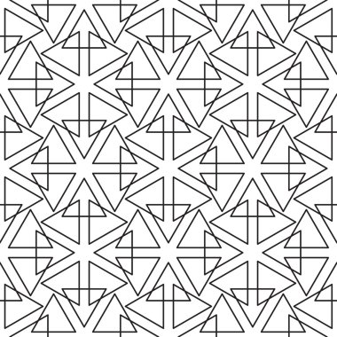 Sorunsuz siyah beyaz süsleme. Yinelenen öğeleri ile Modern şık geometrik desen