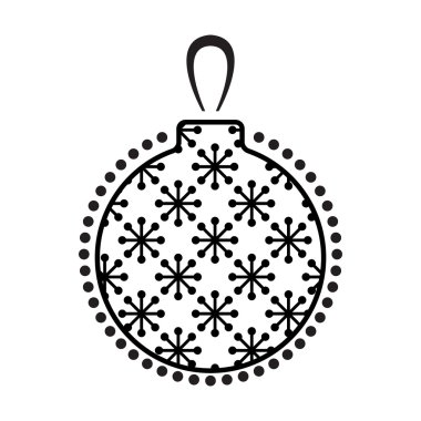 Noel top siyah ve beyaz simgesi