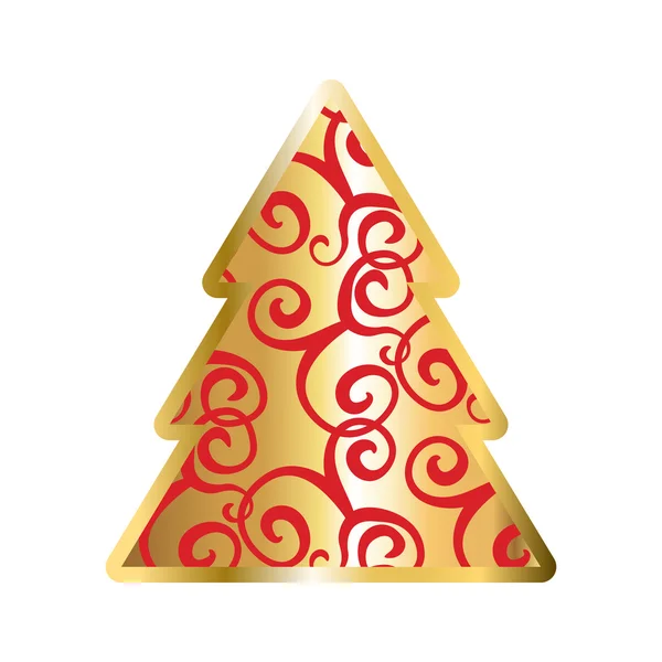 Χριστουγεννιάτικο δέντρο χρυσό και κόκκινο εικονίδιο — Διανυσματικό Αρχείο