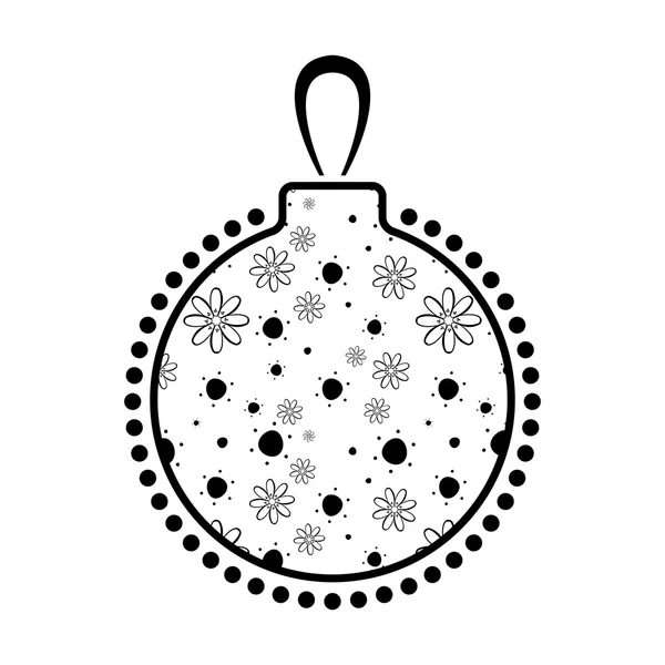 Χριστουγεννιάτικη μπάλα μαύρο και άσπρο εικονίδιο — Διανυσματικό Αρχείο