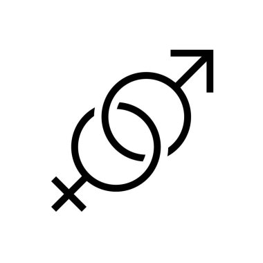 Cinsiyet ikonu. Seks vektörü sembolü, kadın ve erkek işareti, venüs ve mars pictogram, cinsiyet vektör ilülasyonu