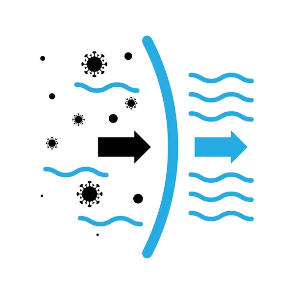 Luchtfilter Icoon Hepa Filtratie Symbool Stoffilter Teken Zuiveringssilhouet Stof Pollen — Stockvector