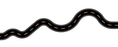 Viraj yolu ikonu, otoyol kıvrım çizgisi. Eğri yol çizimi üst görünüm, düz yol çizimi, minimal yatay trafik piktogramı