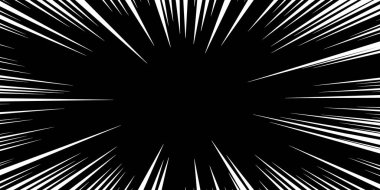 Hız çizgisi komedi geçmişi. Radyal patlama çizgi film efekti, hareket vektör deseni, manga soyut hareket, perspektif hız çizgileri