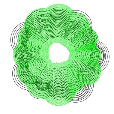 Ses dalgası dairesel çizgi deseni. Yuvarlak müzik vektörü, soyut radyal simge, grafik ses arkaplanı, güneş logosu şekli, patlama enerji etkisi tasarımı