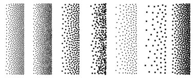 Piksel desenli arka plan, kare nokta solgunluk deseni. Dijital sanat şekli, çözünme efektli soyut vektör mozaiği, geometrik dikdörtgen pikseller tasarımı, ayrışma yarım ton gradyanı