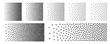 Piksel desenli arka plan, kare nokta solgunluk deseni. Dijital sanat şekli, çözünme efektli soyut vektör mozaiği, geometrik dikdörtgen pikseller tasarımı, ayrışma yarım ton gradyanı