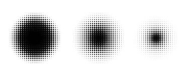 Yuvarlak nokta deseni, soyut yarım ton arkaplan. Noktalar solukluk, polka etkisi, vintage yarım ton halkaları, geometrik piksel daireler