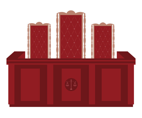 Trial table. Court judge table vector