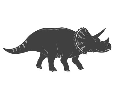 Beyaz üzerine izole edilmiş Triceratops 'un şirin çizgi film vektör çizimi