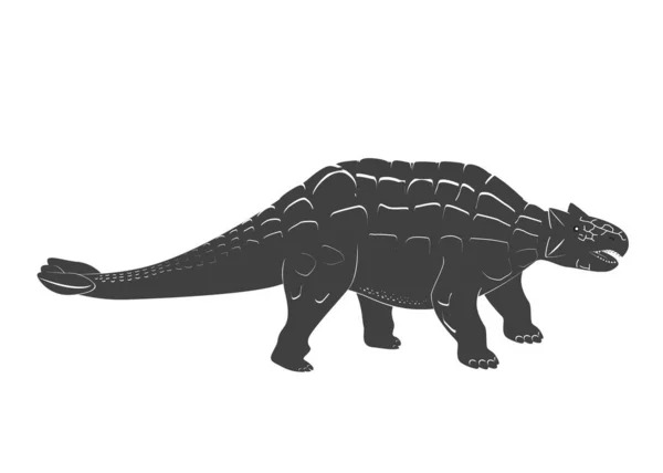 Malý Ankylosaurus kreslený dítě. Jurská dobová dinosauří ikona izolovaná na bílém. Obrněné dinosaurus černobílé vektorové ilustrace — Stockový vektor