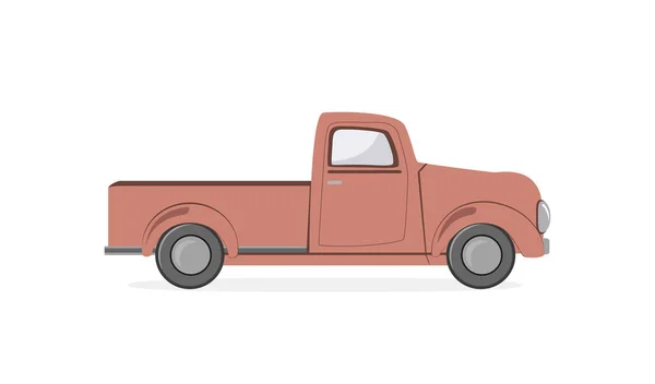 Silueta vieja camioneta retro granjero aislado sobre fondo blanco. Coche de transporte Vintage. Ilustración vectorial plana — Vector de stock
