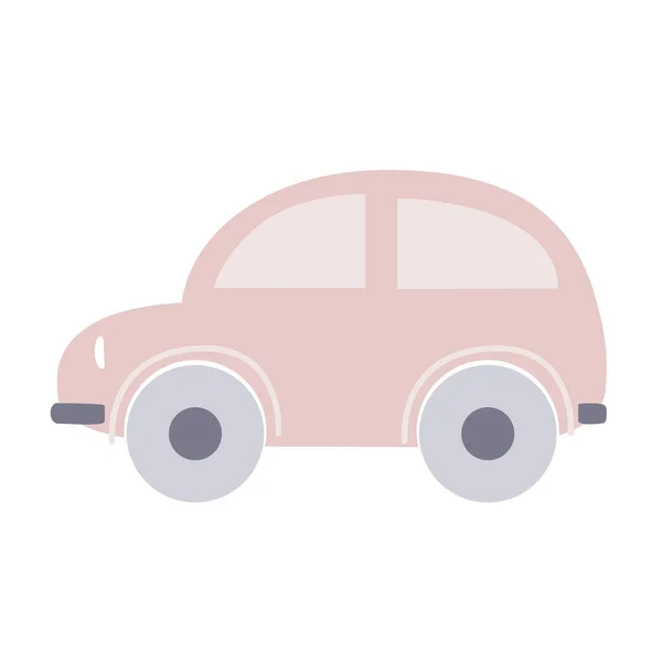 Baby print met een rode auto. Handgetekende afbeelding voor typografie poster, kaart, label, flyer, pagina, banner, babykleding, kinderkamer. Scandinavische stijl. Vectorillustratie — Stockvector