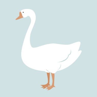 Şirin Beyaz Kaz çizgi filmi Vektör İllüstrasyonu. Çocuk tasarım elementi