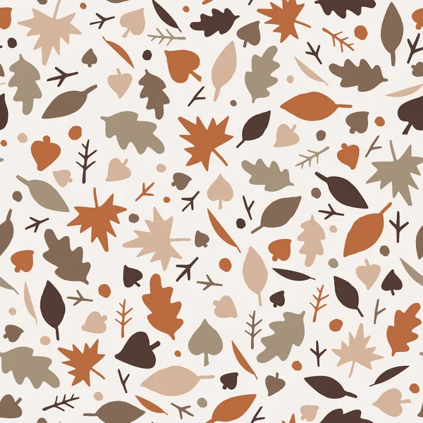 Preciosas hojas de otoño patrón sin costuras en colores pastel claro. Estilo plano doodle de moda. Ideal para tarjetas, diseño de ropa, fondos de pantalla, papel de regalo, decoración del hogar, etc. — Vector de stock