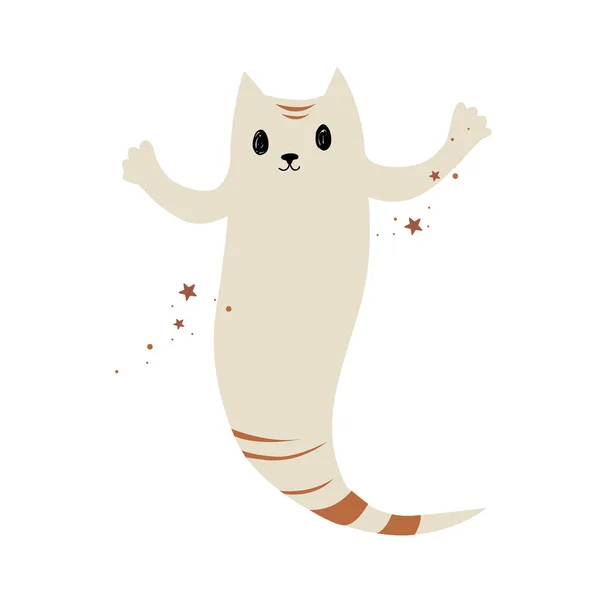 Mignon personnage de dessin animé fantôme chat. Logo icône Halloween. Illustration vectorielle isolée sur blanc — Image vectorielle