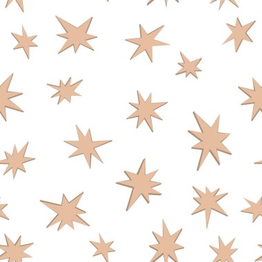 Çizgi film geometrik el çizimi yıldızların kusursuz deseni. Vektör arkaplanı