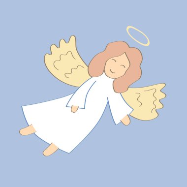 Çizgi film meleği. Noel süslemesi için uçan bebek meleğinin vektör çizimi