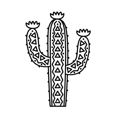 Kaktüs sanat ikonu. Süs vektörü izole edilmiş resimli kaktüs