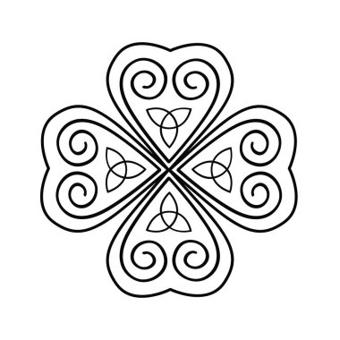 Yonca ikonu çizimi antik Kelt tarzında. Vektör izole illüstrasyonu