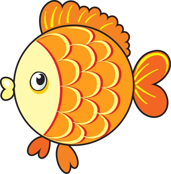 Vector Illustration Funny Fish Yellow Red Orange Color Isolated — Stock Vector