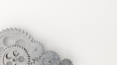 Makine glas mekanizması arka plan dişli. 3D çizim