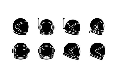 Siyah beyaz sekiz itfaiyeci miğferini gösteren bir illüstrasyon. Her birinin kendine has özellikleri var ve farklı açılardan bakıyorlar..