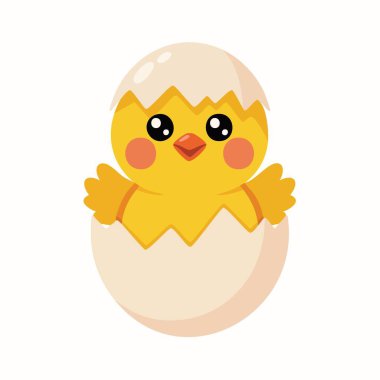 Yumurta ikonu olan tatlı piliç izole edilmiş.