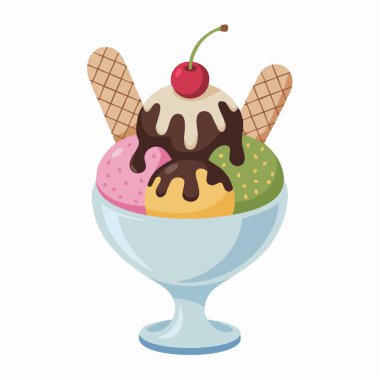 Dondurma simgesi. Dondurma vektör simgesi web için düz çizimi