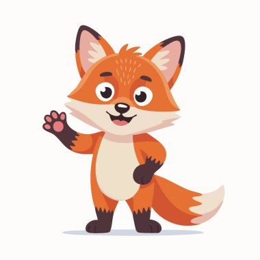 Kızıl tilki ile şirin tilki. Komik hayvan karakteri. Vektör çizimi. beyaz arkaplanda izole.