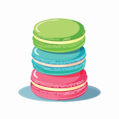 Beyaz arka planda izole edilmiş renkli kurabiyeler. vektör illüstrasyonu.