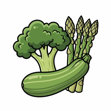 Brokoli, kabak ve kuşkonmaz da dahil olmak üzere canlı yeşil sebzeler. Sağlıklı beslenme ve aşçılık ürünleri için mükemmel..