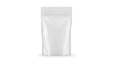 Kapalı bir kese modeli, tarafsız bir arkaplan karşısında temiz beyaz bir tasarım içerir, ambalaj ve ürün tasarım kavramlarını sunmak için mükemmeldir. Pazarlama materyallerinde markalaşma için idealdir..