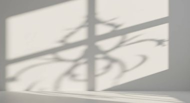 Beyaz bir duvarın gölgesi ile pencerenin soyut arkaplanı