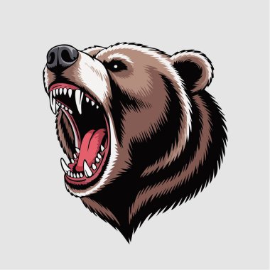 İfade ve sivri dişlere odaklanan kükreyen bir ayının resmi