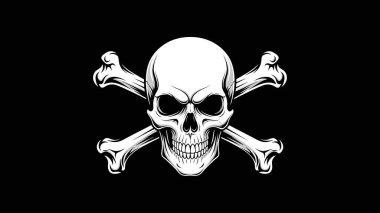 Birincil kafatası ve arkasında iki çapraz kemik var.