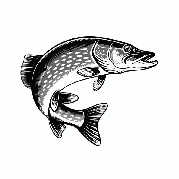 Ana balık konusuna odaklanan detaylı bir siyah beyaz çizim.