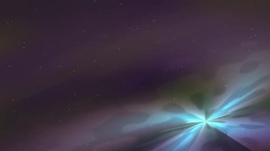 Soyut ışık izleri koyu bir arkaplan boyunca hareket ederek renkli bir parıltı ve hareket yaratır