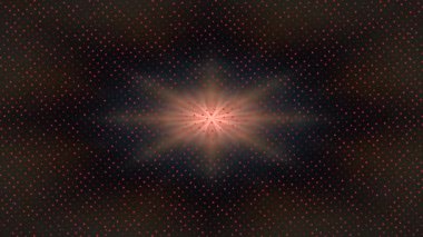 Uzayda ışıldayan ışınları ve kumlu dokusuyla parlayan bir yıldız patlamasının soyut video çerçeveleri