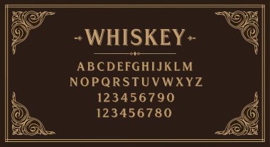 Dekoratif viski temalı alfabe ve dekoratif çerçeve numaraları