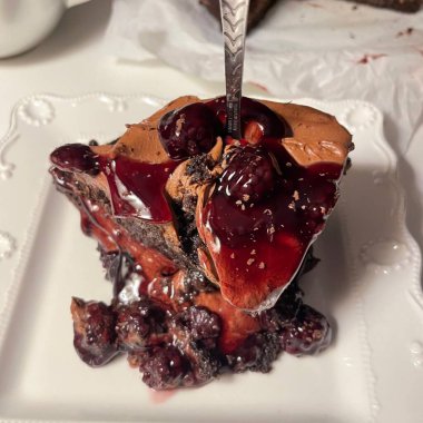 Rich, moist chocolate cake with a decadent, velvety texture and deep chocolate flavor. A perfect indulgence for dessert lovers, offering a satisfyingly sweet treat in every bite.